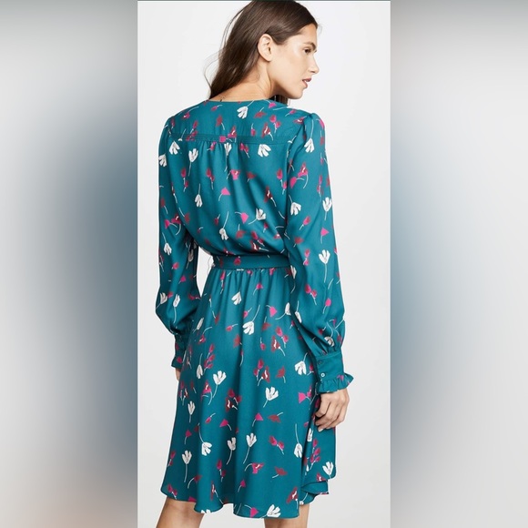 NWT Joie Long Sleeve Marlayne Faux Wrap Floral Print in Ocean Teal Blue - Picture 8 of 12